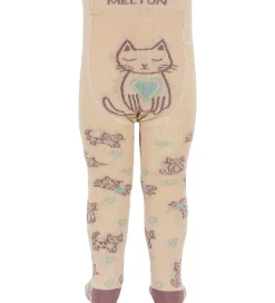Melton Strømpebukser - Uld - cat Love - Ivory Cream