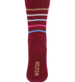 Melton Strømper - Sundried Tomato m. Striber