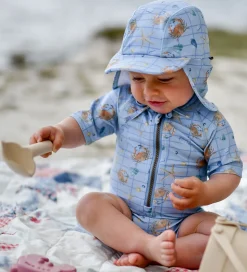 Mikk-Line Badeheldragt - UV50+ - Faded Denim m. Tern/Print