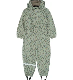 Mikk-Line Regndragt m. Fleece - PU - Iceberg Green m. Print