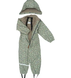 Mikk-Line Regndragt m. Fleece - PU - Iceberg Green m. Print