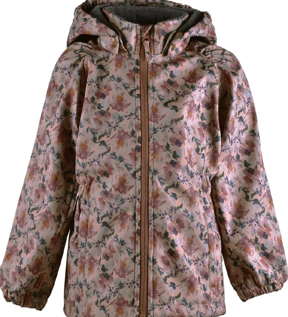 Mikk-Line Softshelljakke m. Fleece - Recycled - Nougat m. Blomst