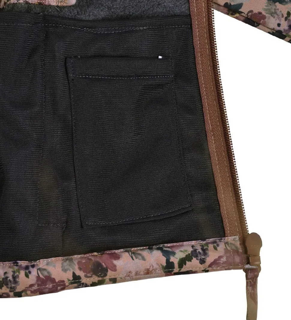 Mikk-Line Softshelljakke m. Fleece - Recycled - Nougat m. Blomst