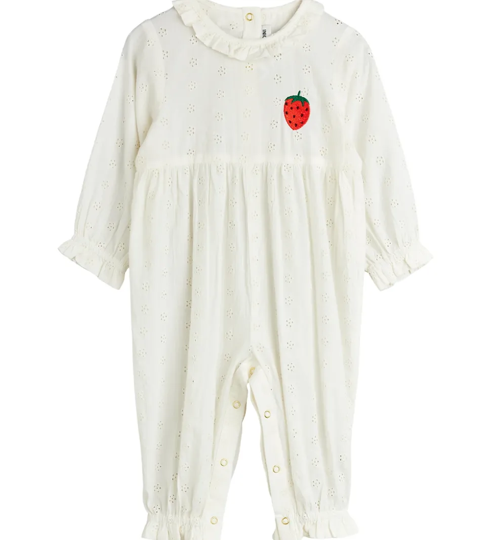 Mini Rodini Heldragt - Strawberry Schiffli - Hvid