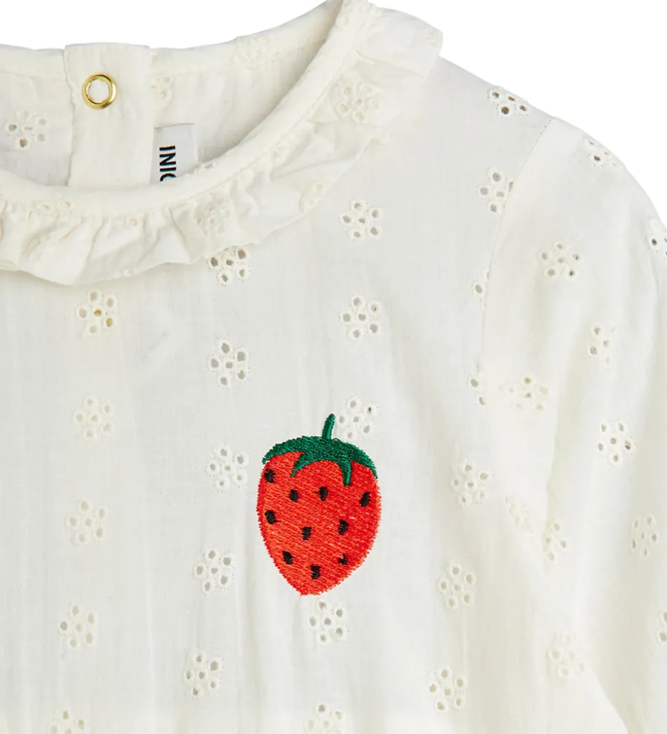 Mini Rodini Heldragt - Strawberry Schiffli - Hvid