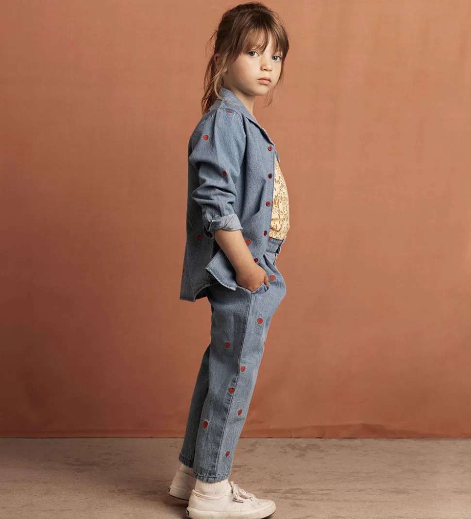 Mini Rodini Skjorte - Denim - Blå m. Hjerter