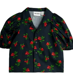Mini Rodini Skjortebluse - Sort m. Tyttebær