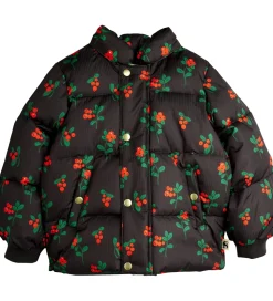Mini Rodini Vinterjakke - Lingonberries Hooded Puffer - Sort
