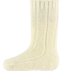 MiniPop Skridsikre Strømper - Uld - Rib - Off White