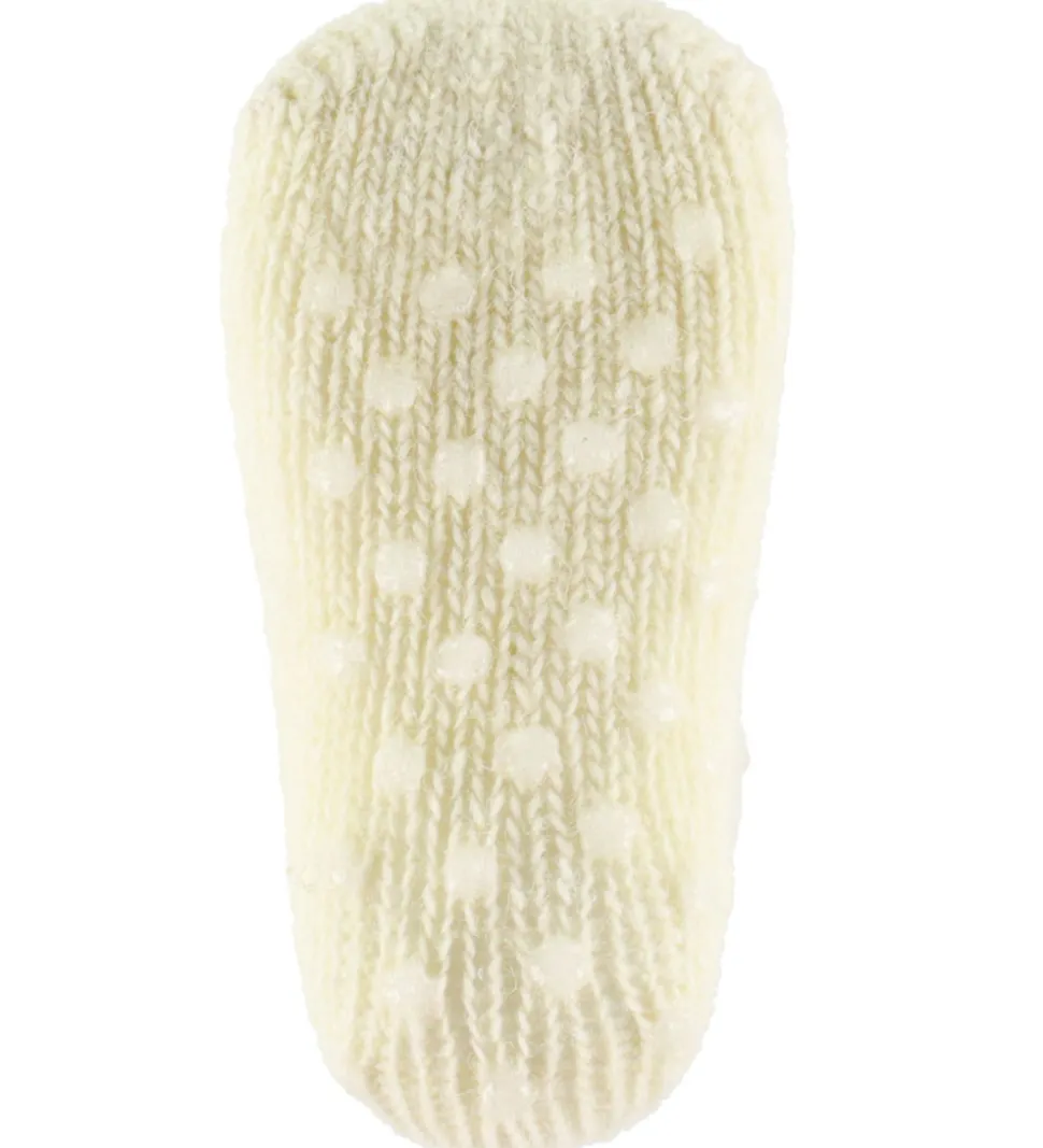 MiniPop Skridsikre Strømper - Uld - Rib - Off White