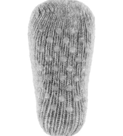 MiniPop Strømper - Uld - Rib - Skridsikre - Light Grey Melange
