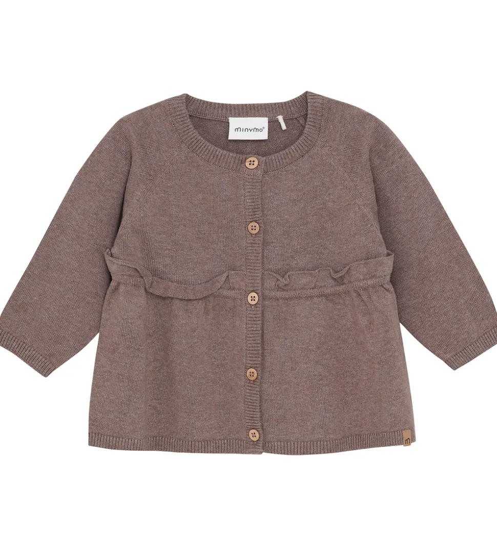 Minymo Cardigan - Strik - Dark Brown Melange