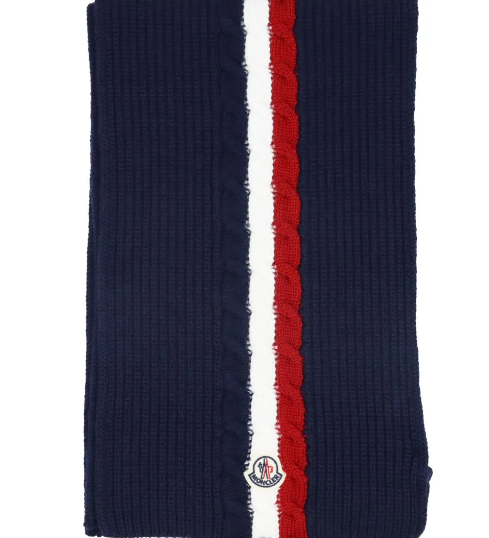 Moncler Halstørklæde - Uld - Navy m. Rød/Hvid