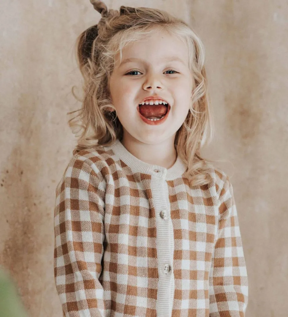 Monsieur Mini Cardigan - Gingham - Offwhite/Toffee