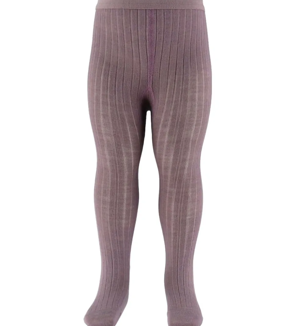 MP Strømpebukser - Uld - Rib - Dark Purple Dove