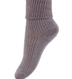 MP Strømper - Uld - Rib - Iris - Glitter - Dark Purple Dove
