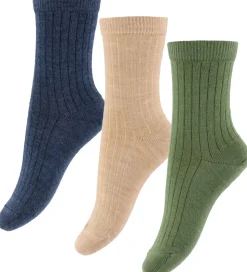 MP Strømper - Uld - Rib - 3-pak - Camel Melange
