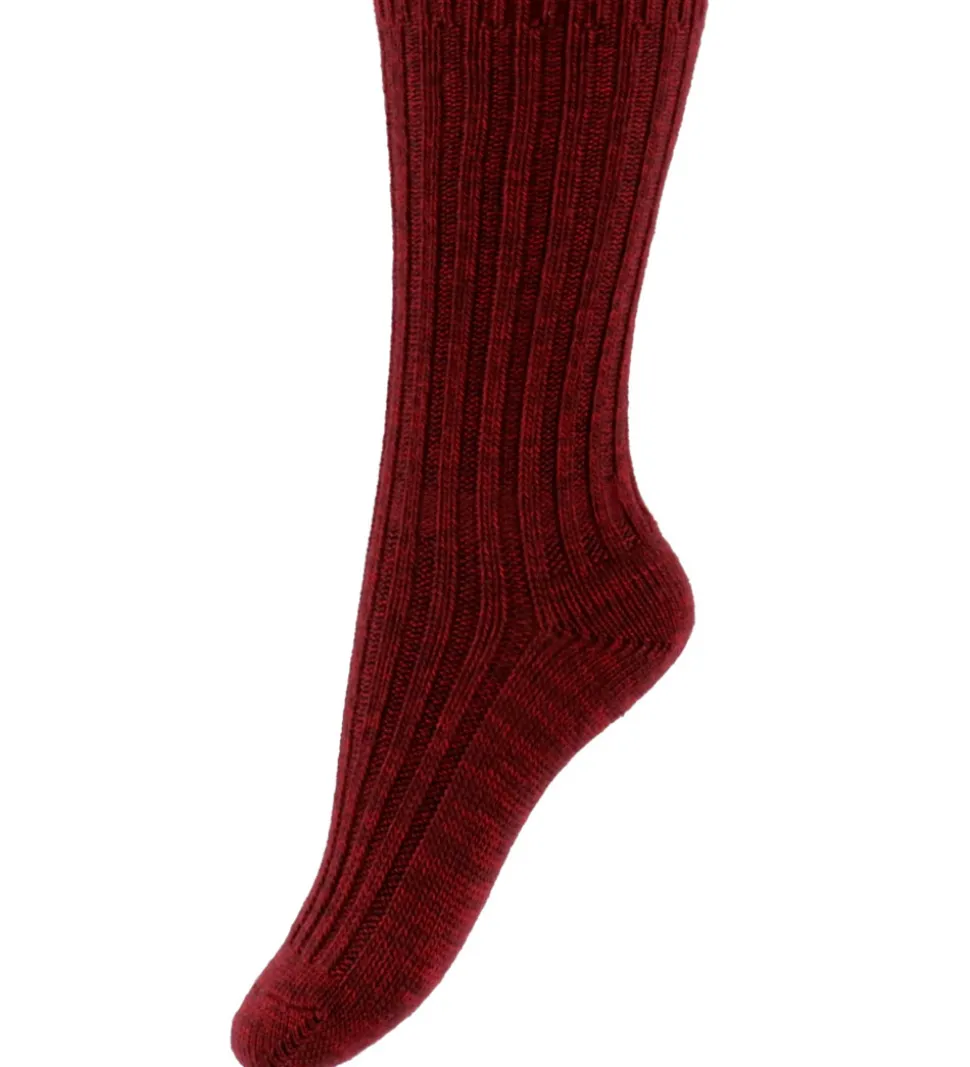MP Strømper - Uld - Rib - Strik - Quinn - Wine Red