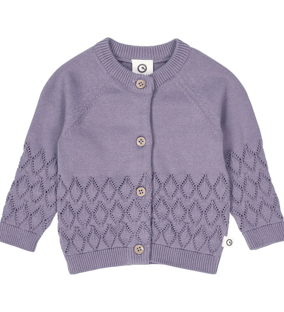 Müsli Cardigan - Strik - Leaf - Lilac Fog m. Hulmønster