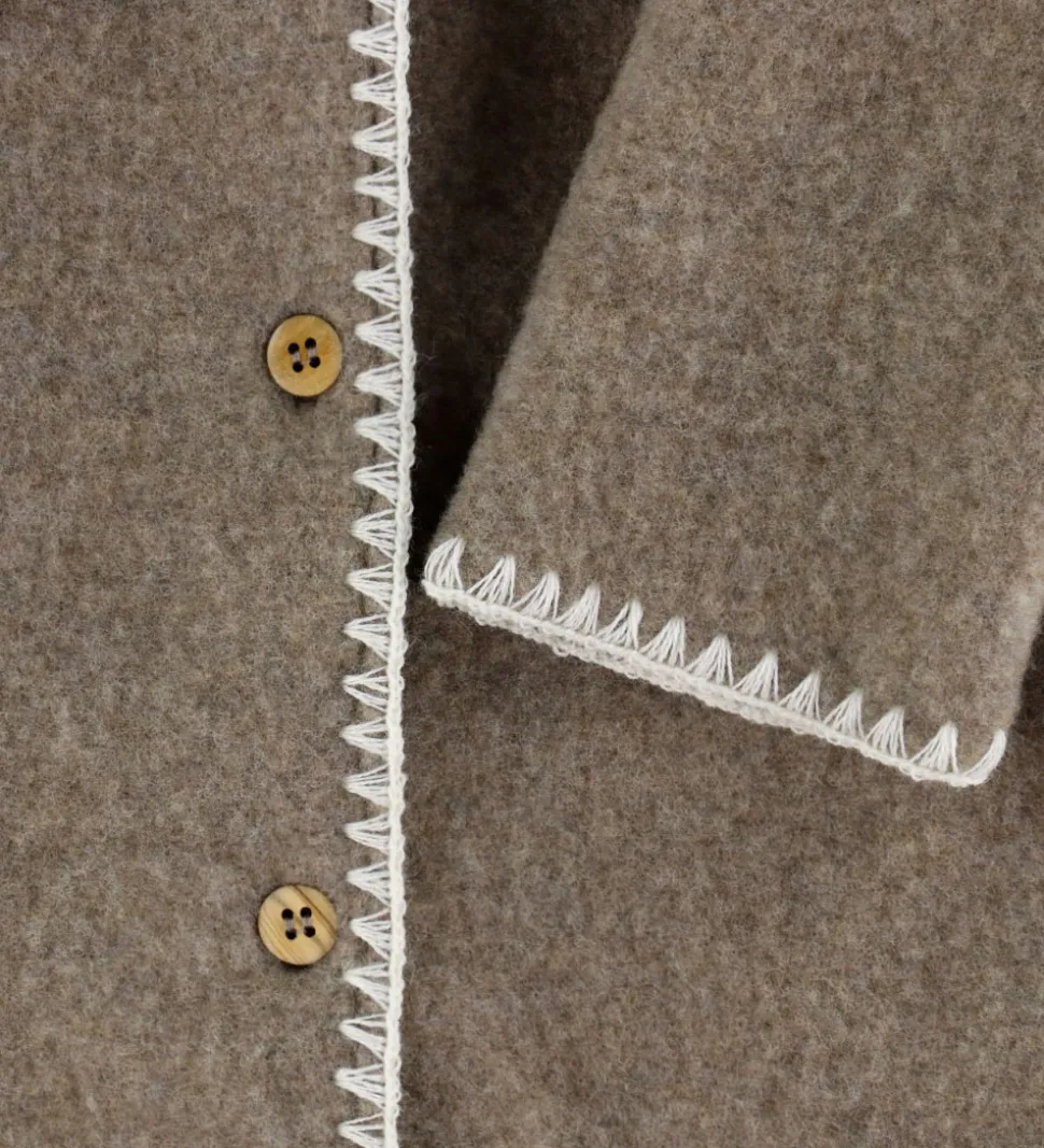 Müsli Cardigan - Uldfleece - Brown Melange