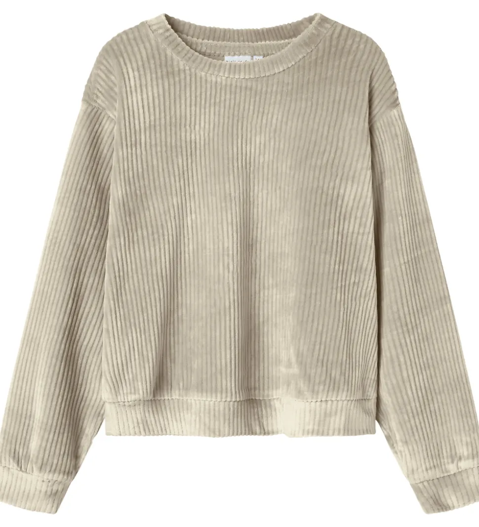 Name It Bluse - Fløjlsvelour - NkfVeloa - Velvet - Cement