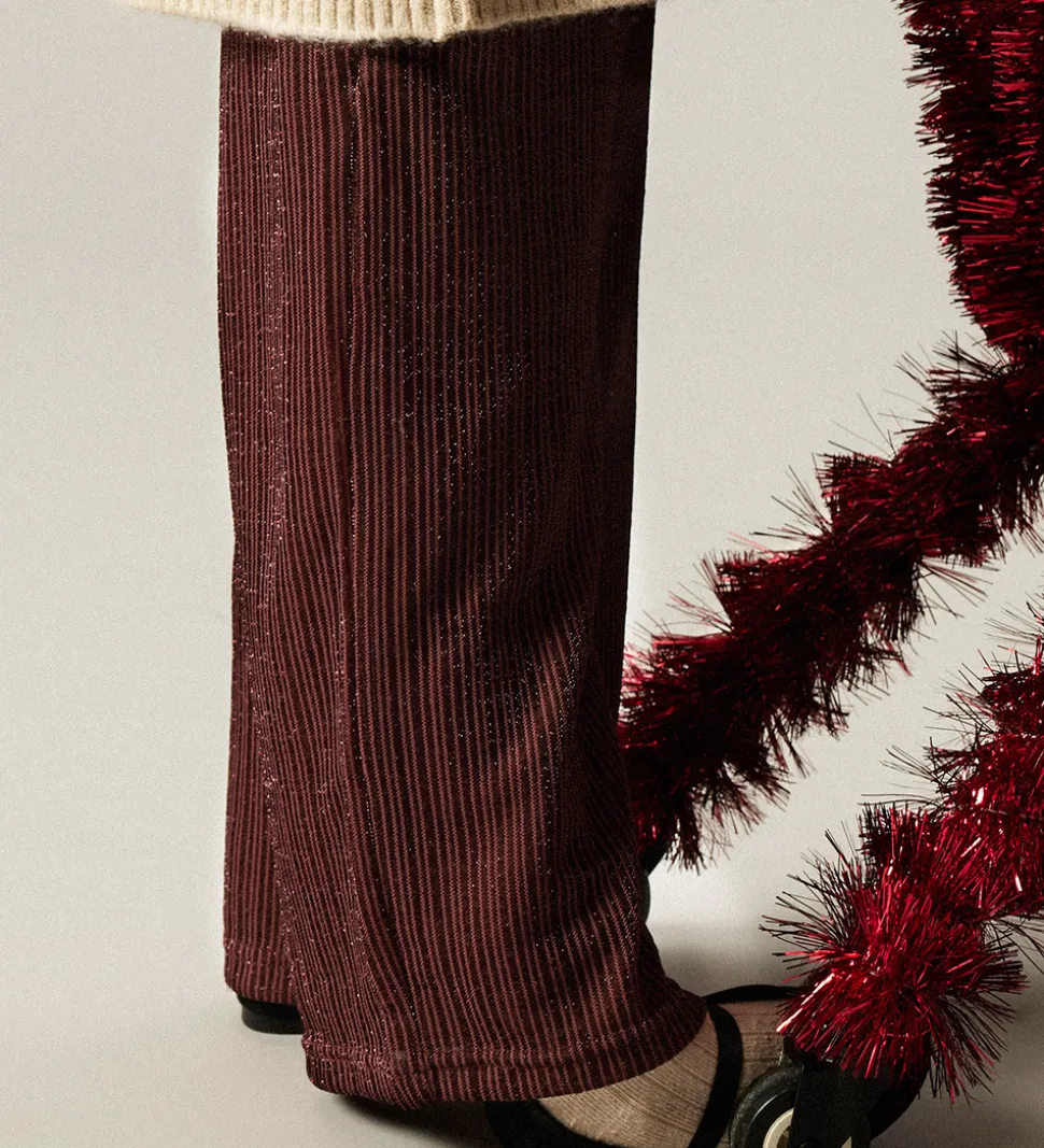 Name It Bukser - NmfRisilk - Burgundy m. Glimmer