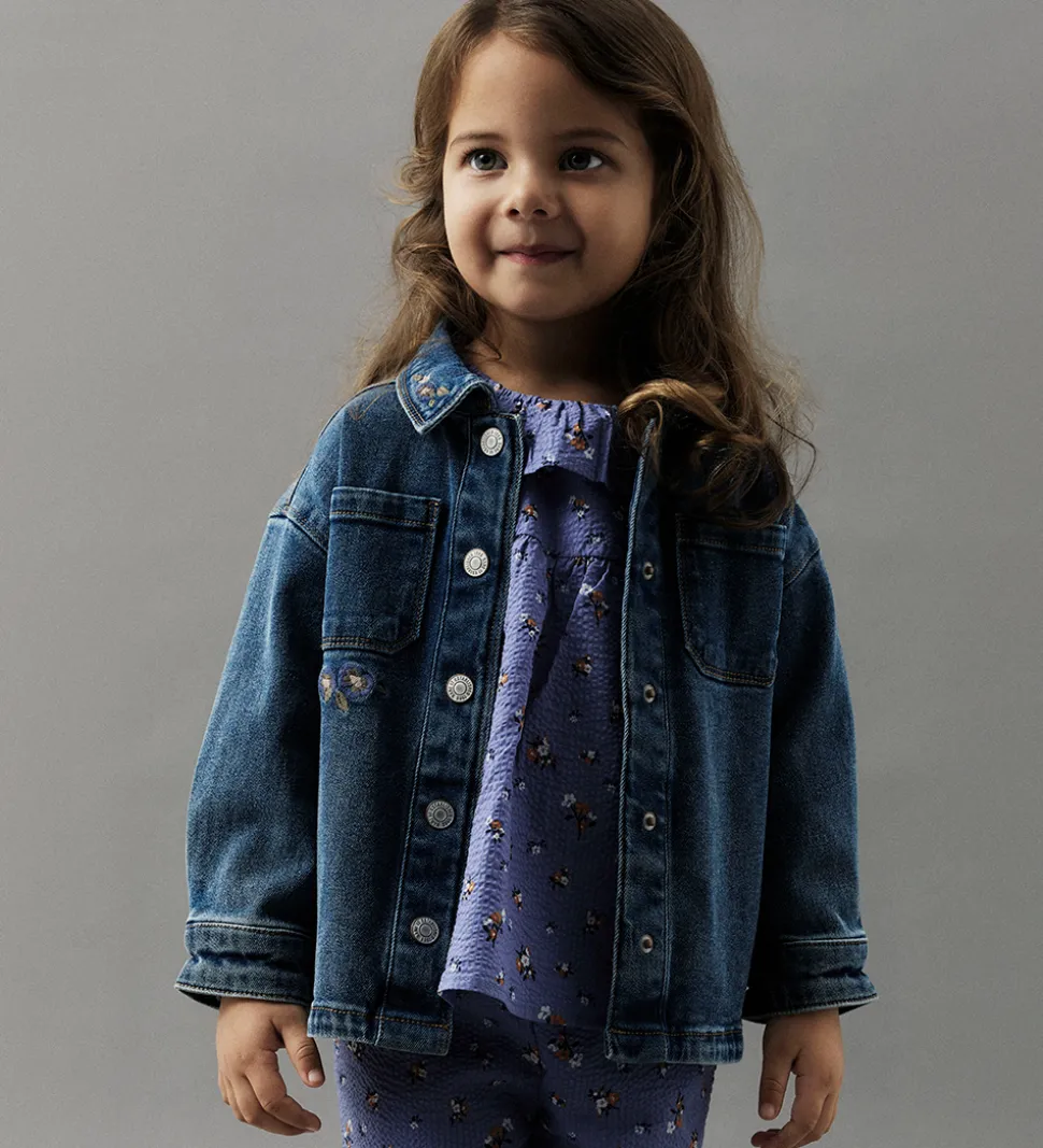 Name It Denimjakke - NmfKara - Dark Blue Denim/Flower