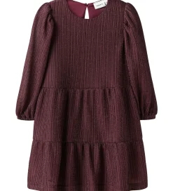 Name It Kjole - NmfRisilk - Burgundy m. Glimmer