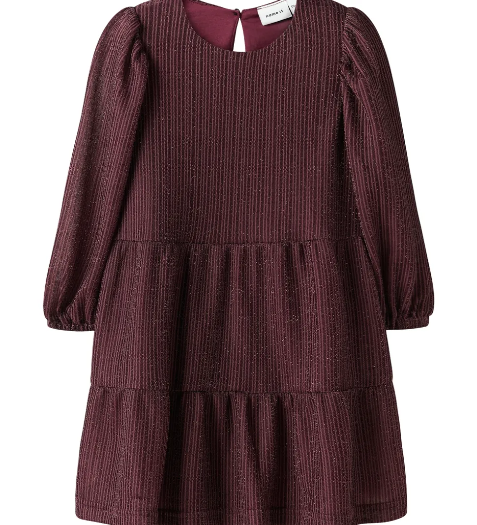Name It Kjole - NmfRisilk - Burgundy m. Glimmer