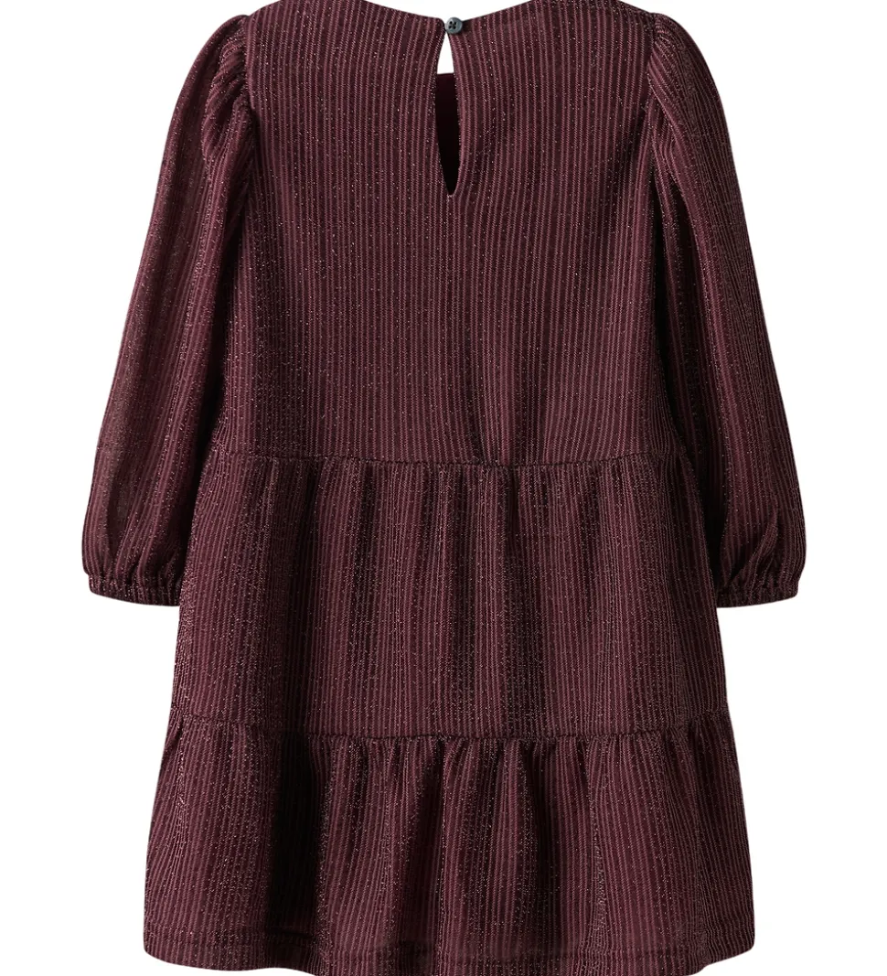 Name It Kjole - NmfRisilk - Burgundy m. Glimmer