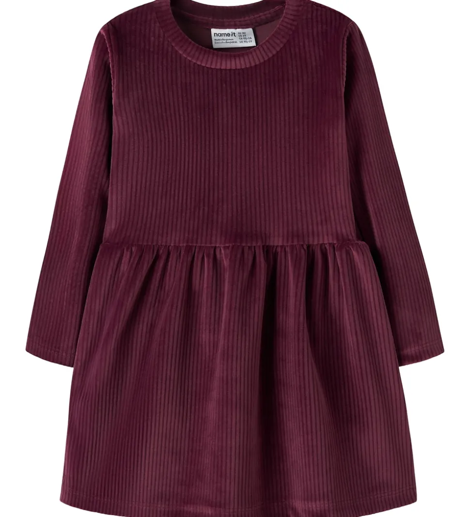 Name It Kjole - NmfVeloa - Velour - Burgundy