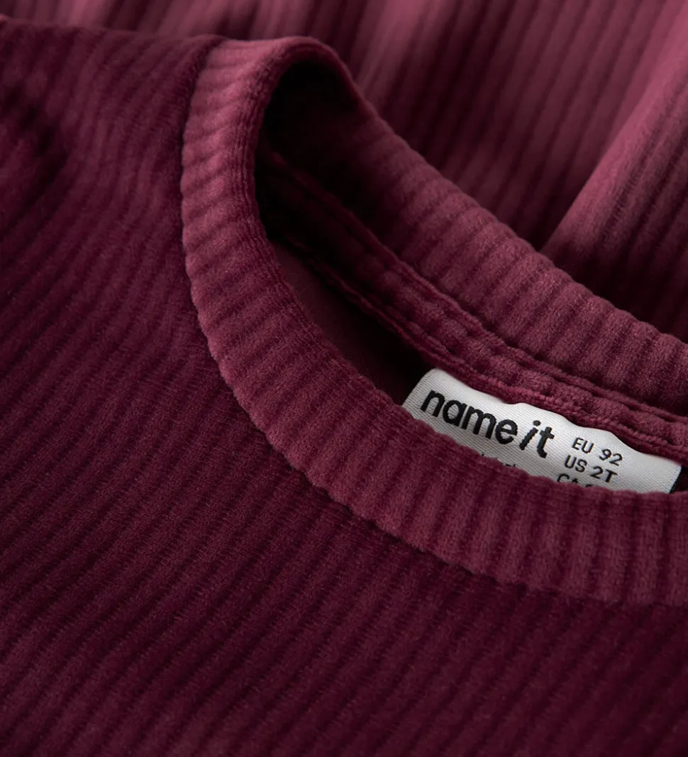 Name It Kjole - NmfVeloa - Velour - Burgundy