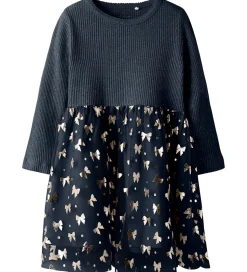 Name It Kjole - Rib/Tyl - NmfRosally - Navy Blazer m. Print