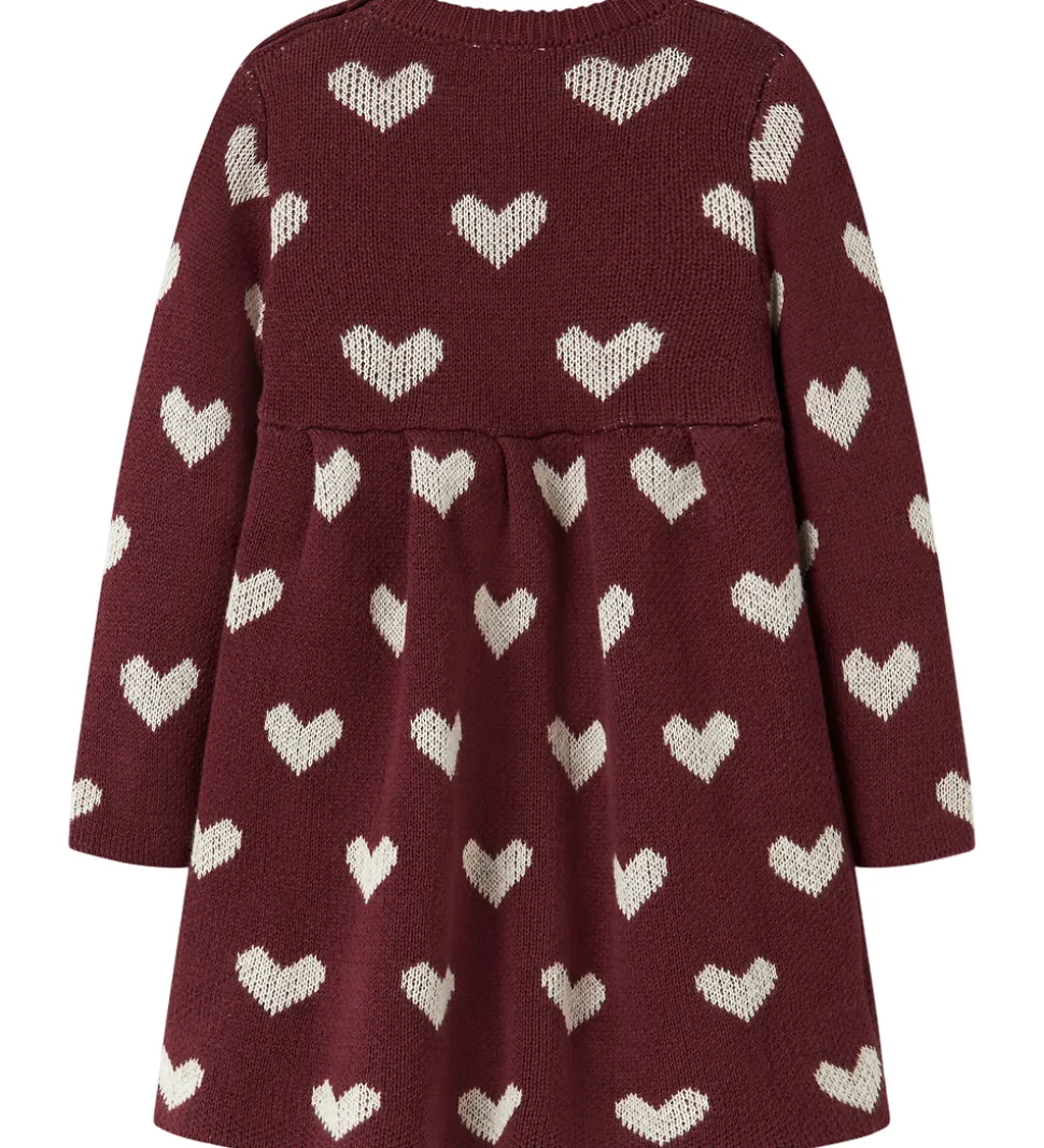 Name It Kjole - Strik - NbfOana - Burgundy/Peyote Heart