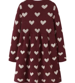 Name It Kjole - Strik - NmfOana - Burgundy/Peyote Heart