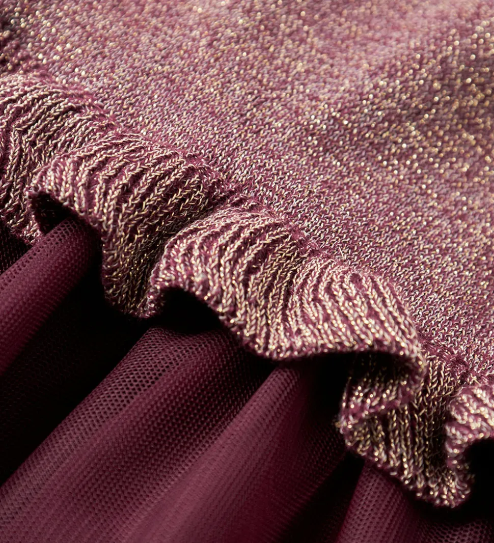 Name It Kjole - Strik - NmfRefraja - Burgundy m. Glimmer/Tyl