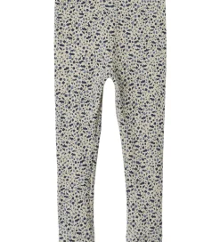 Name It Leggings - Rib - NmfNelia - Parchment m. Blomster