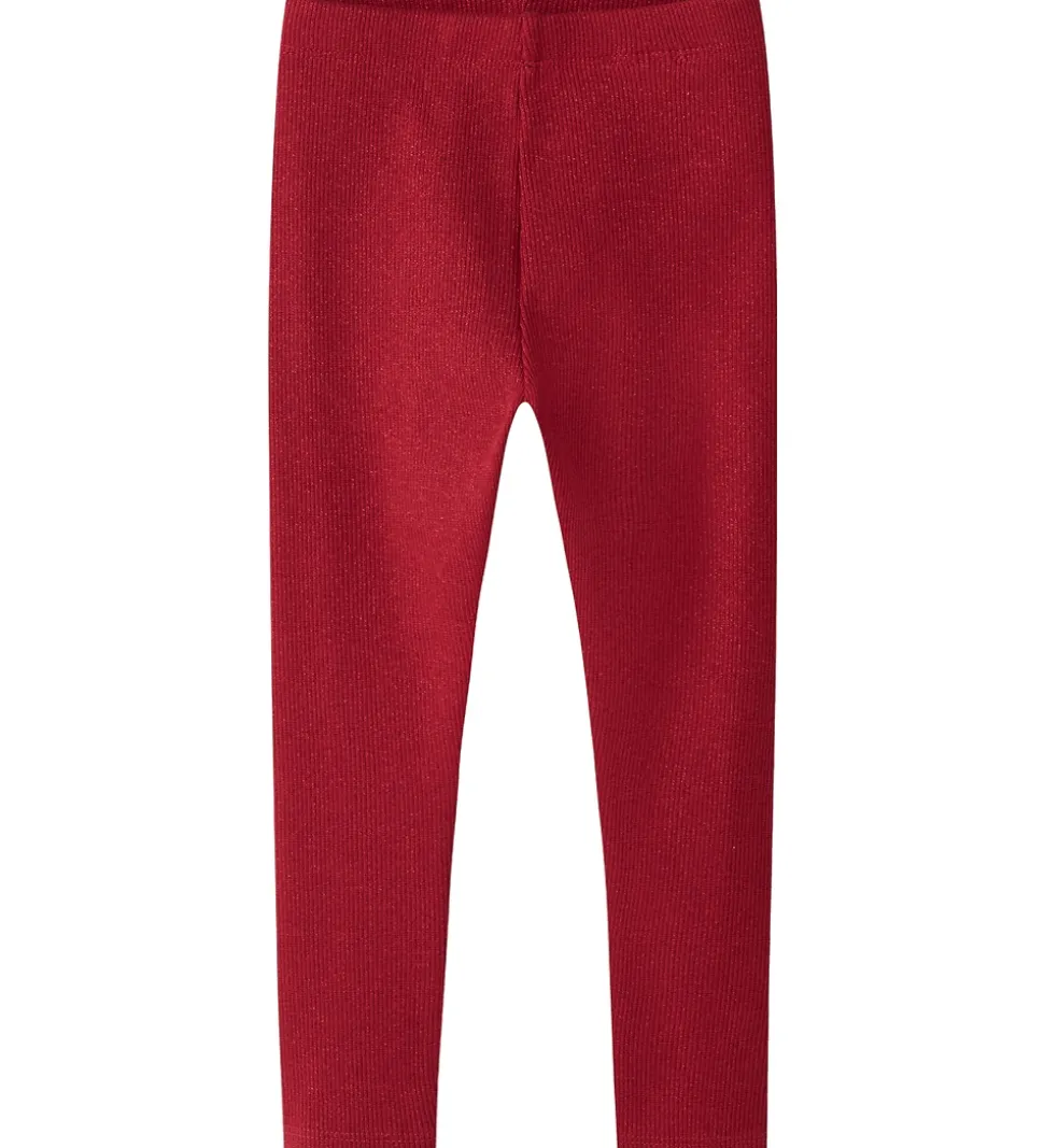 Name It Leggings - Rib - NmfSiclo - Jester Red m. Glimmer
