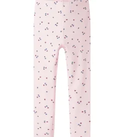 Name It Leggings - Rib - NmfNelia - Cradle Pink m. Blomster