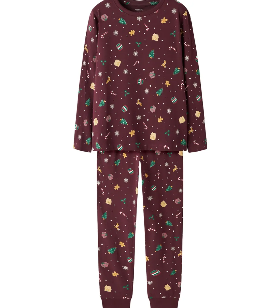 Name It Nattøj - NknVismas - Burgundy/Xmas AOP