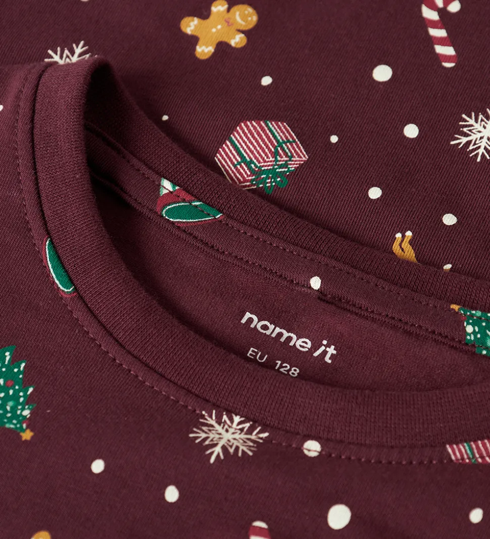 Name It Nattøj - NknVismas - Burgundy/Xmas AOP