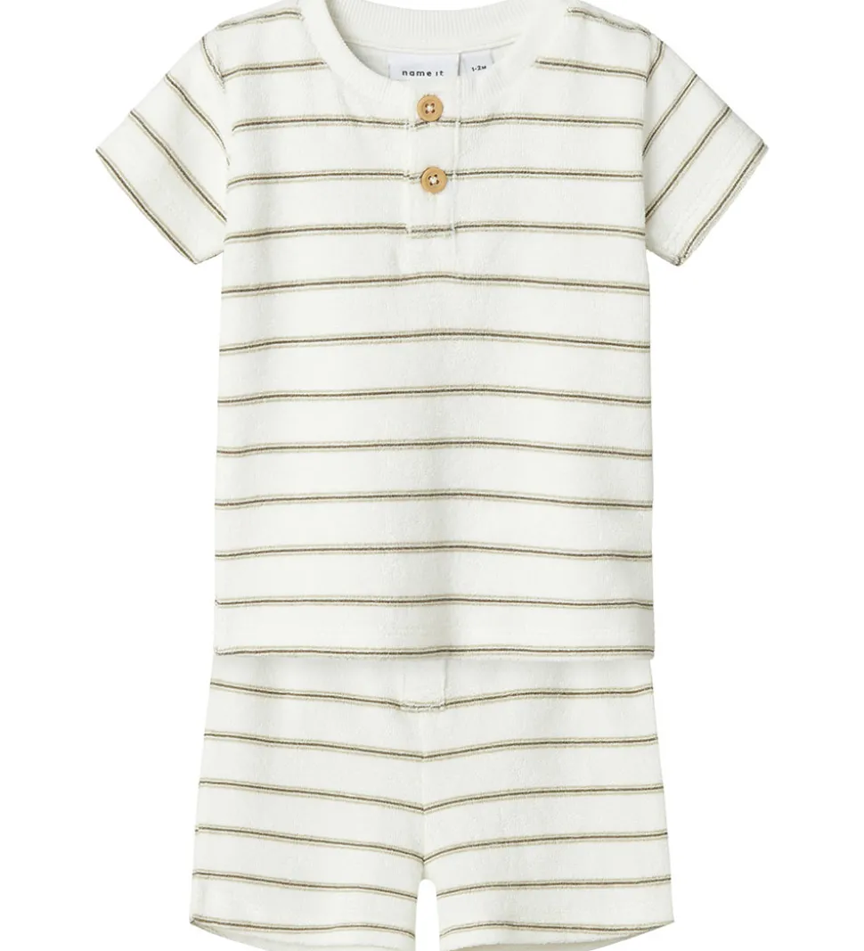 Name It Shortssæt - Shorts/T-shirt - NbnOterry - Cloud Dancer