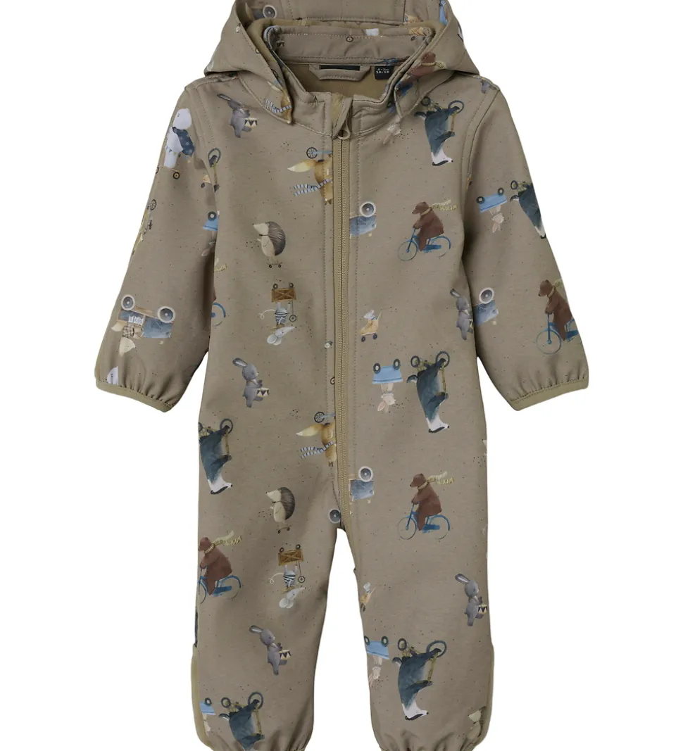 Name It Softshelldragt m. Fleece - NbnAlfa08 - Silver Mink/GO