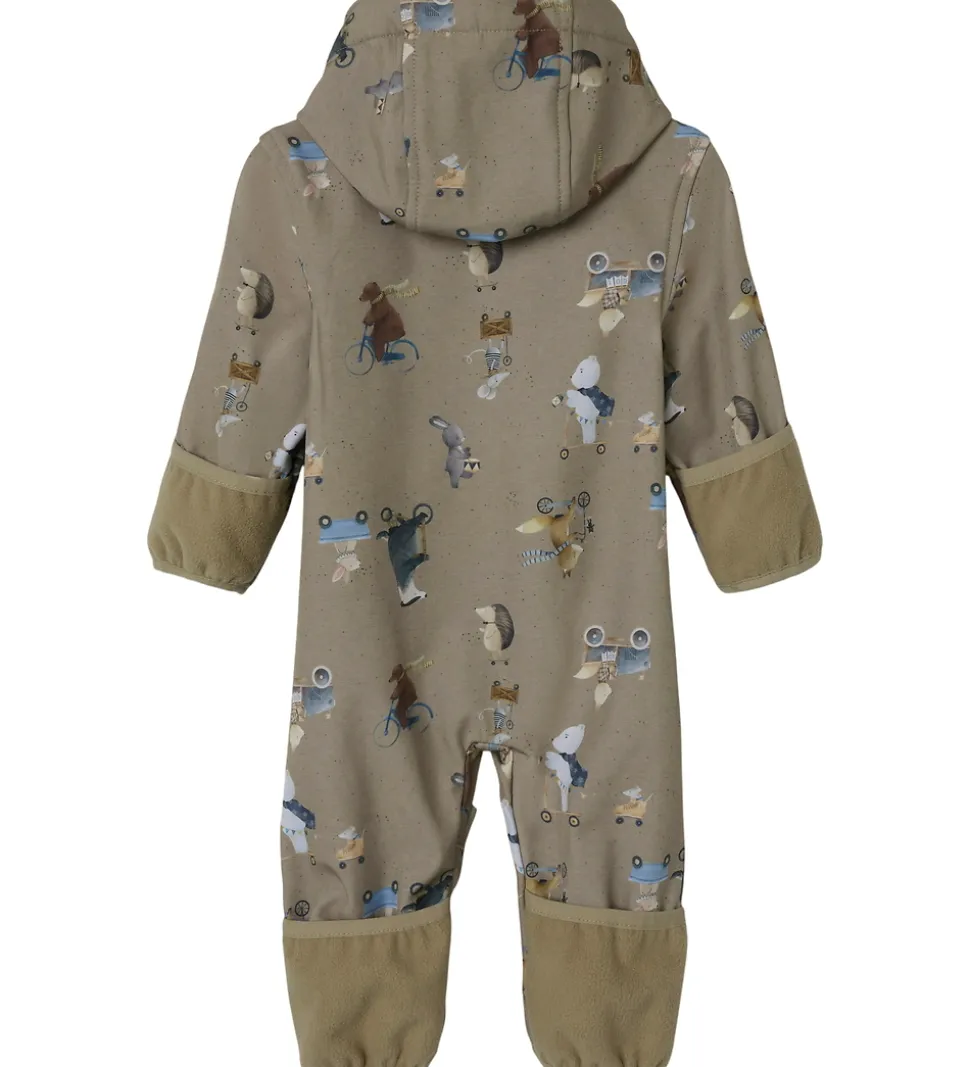 Name It Softshelldragt m. Fleece - NbnAlfa08 - Silver Mink/GO