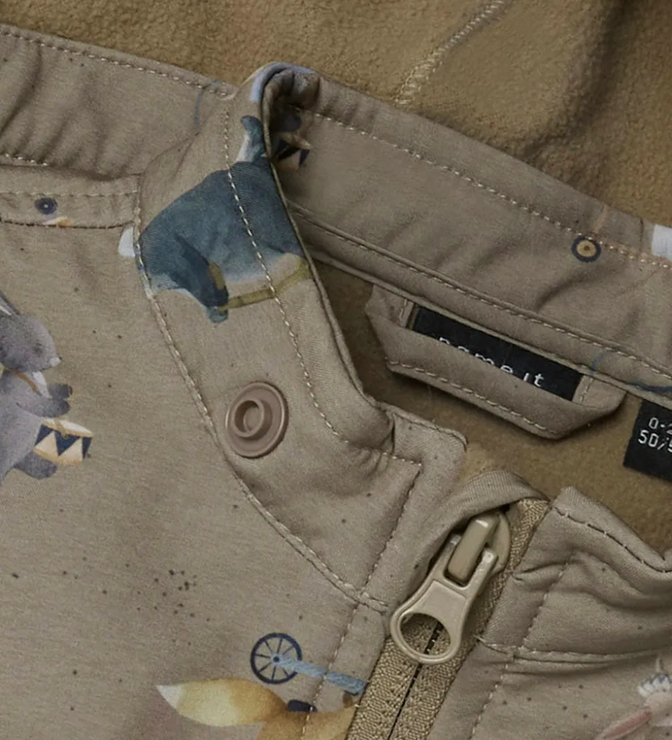 Name It Softshelldragt m. Fleece - NbnAlfa08 - Silver Mink/GO