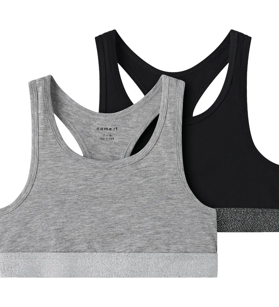 Name It Toppe - Noos - NkfShort - 2-pak - Sort/Gråmeleret