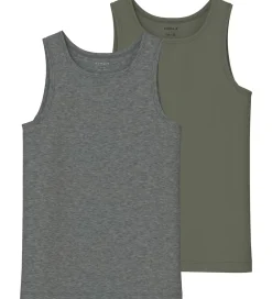Name It Undertrøjer - Noos - NkmTank - 2-pak - Tea Leaf/Dark Gre