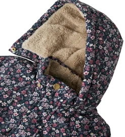 Name It Vinterjakke - NmfSnow05 - Dark Sapphire m. Blomster