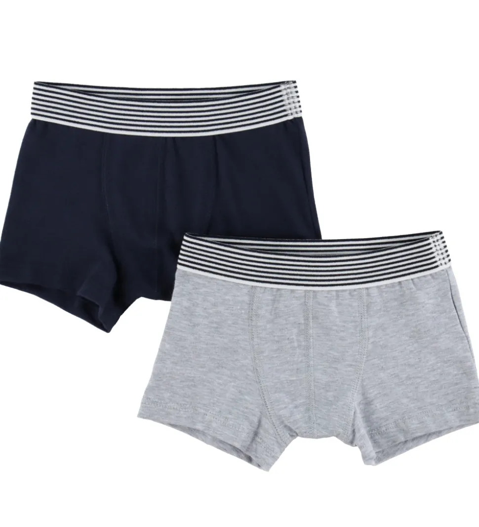 Petit Bateau Boxershorts - 2-pak - Navy/Gråmeleret