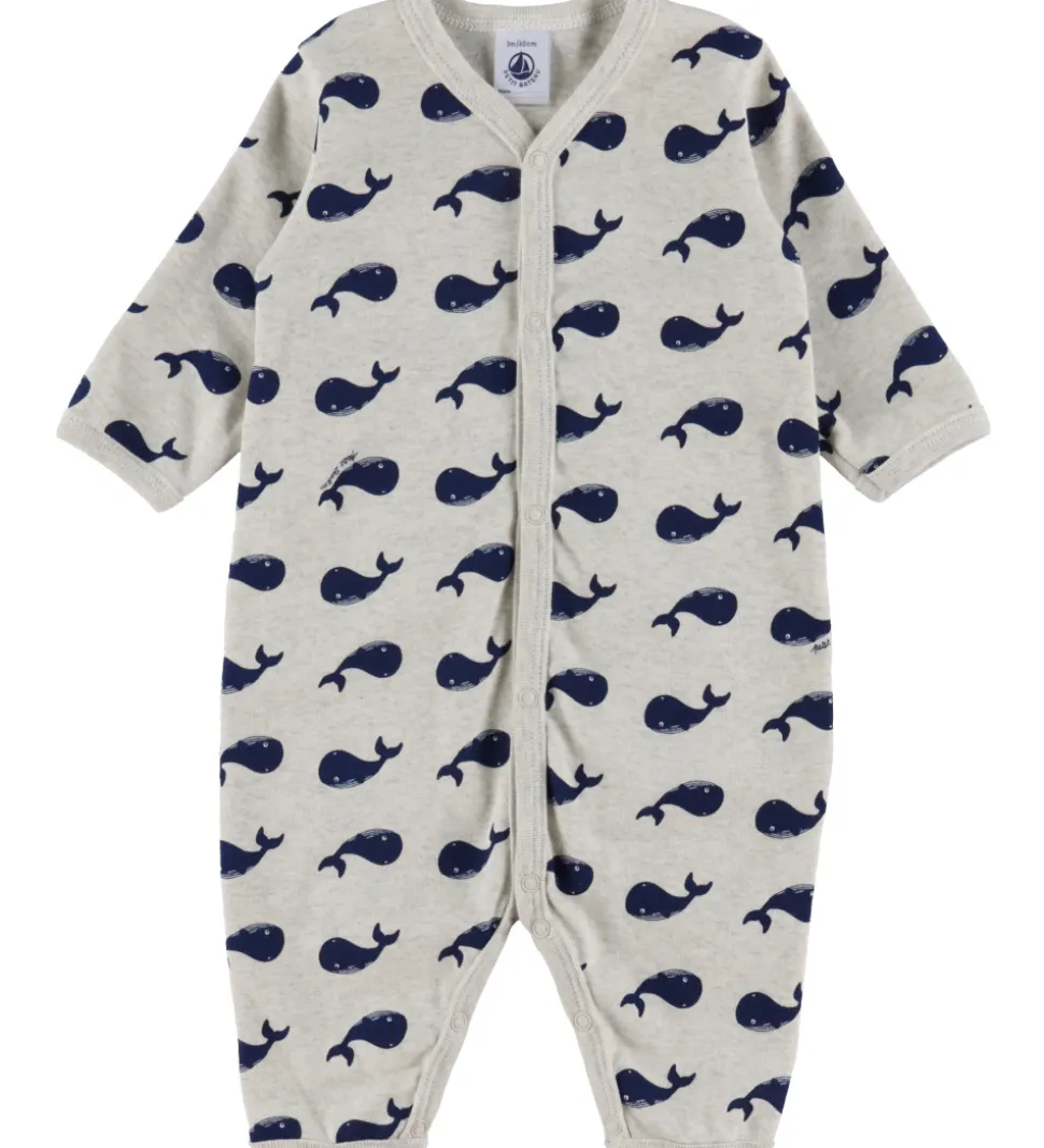 Petit Bateau Natdragt - Beigemeleret m. Hvaler